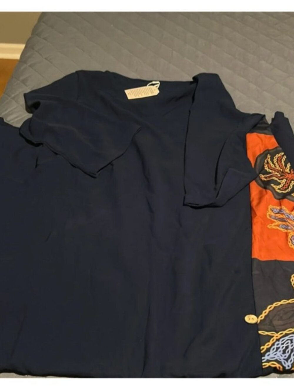 Women's Navy Maxi Dress with Decorative Nautical Print Panel - Picture 4 of 4